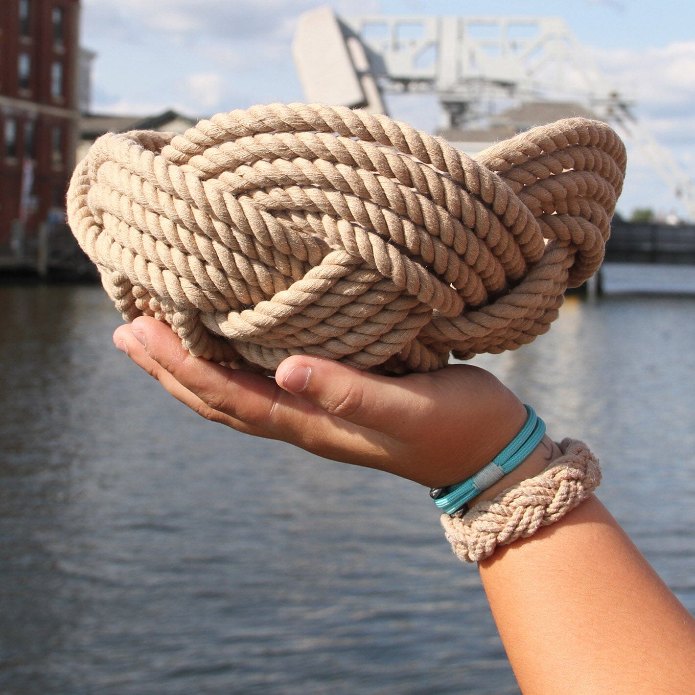 woven tan bowl by Mystic Knotwork