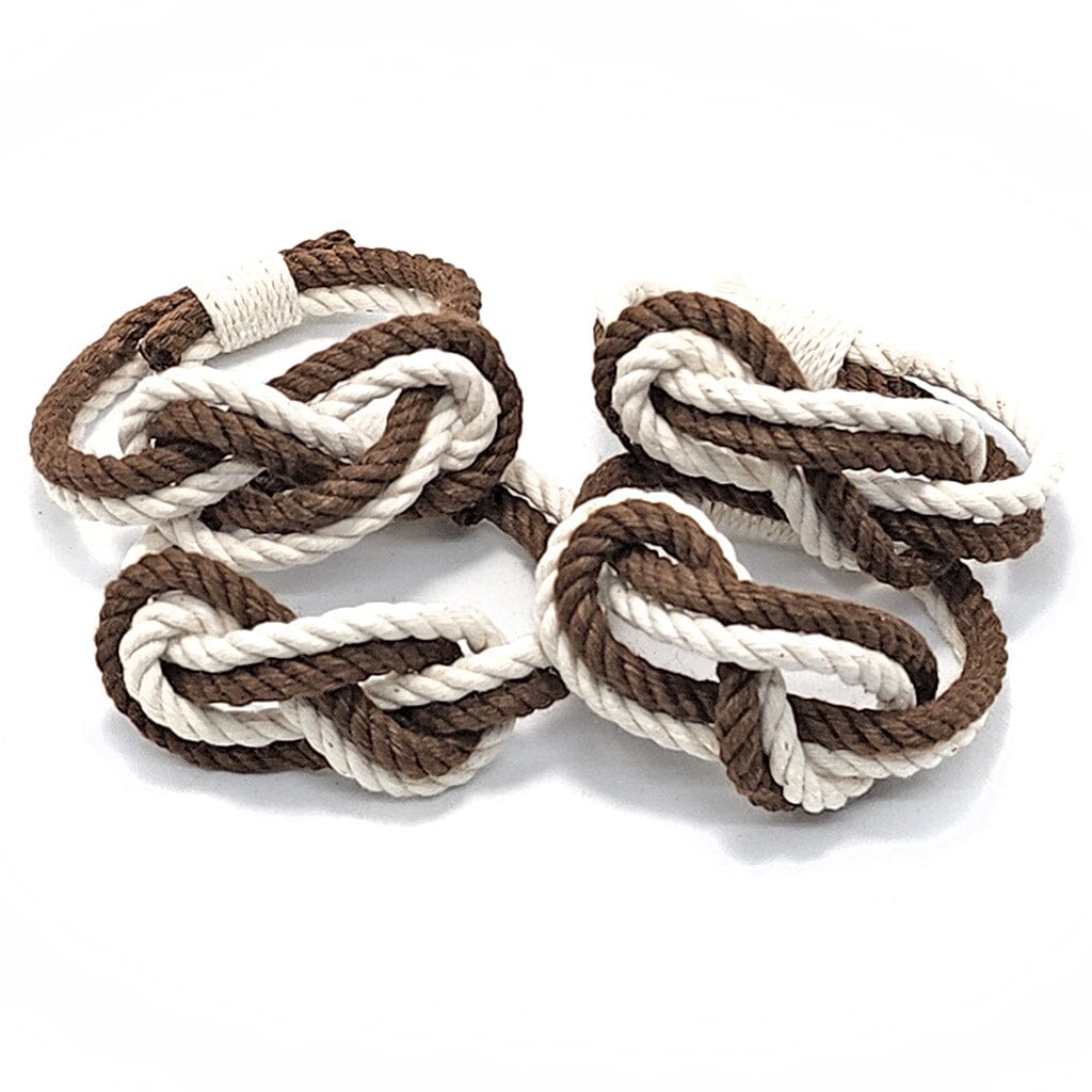 Figure Eight Infinity Knot Napkin Rings Stripe, Nautical Colors, Set of 4 napkin ring Mysticknotwork.com Brown 