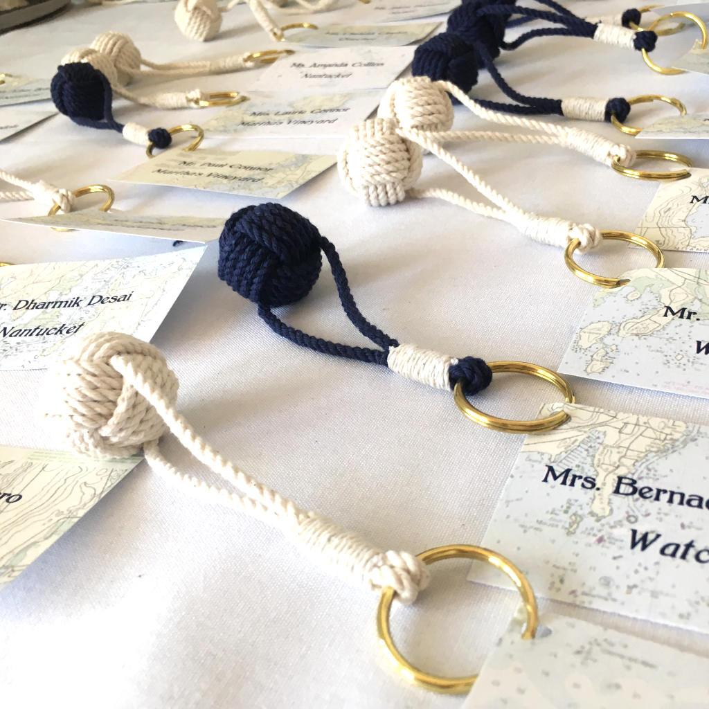 Monkey Fist nautical favors for valet cards