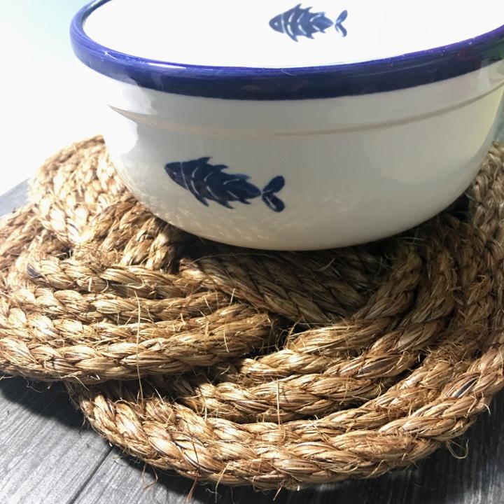 10" Nautical Sailor Knot Trivet, Manila Rope, Large trivet Mysticknotwork.com 