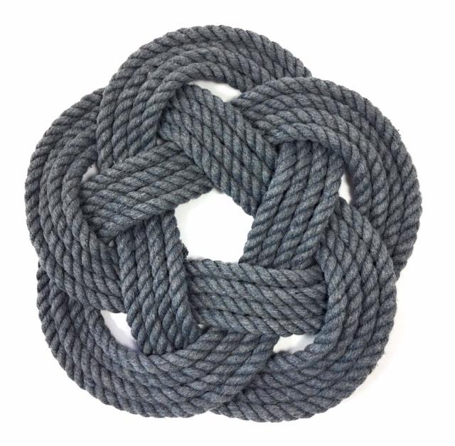 10" Nautical Sailor Knot Trivet, Gray Cotton Rope, Large trivet Mysticknotwork.com 
