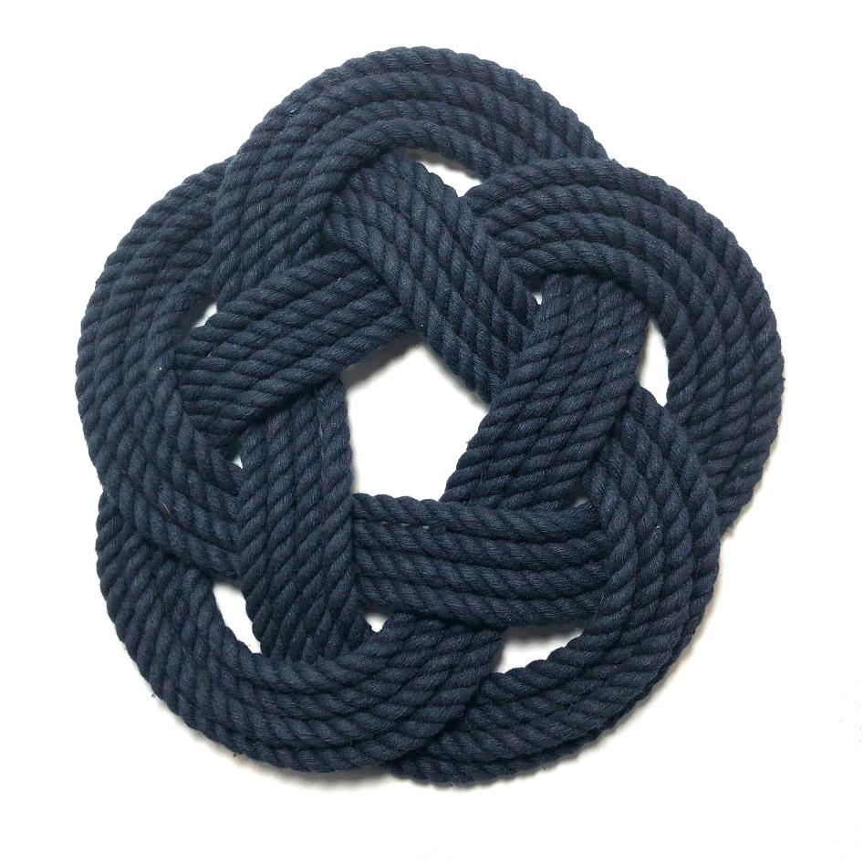 10&quot; Nautical Sailor Knot Trivet, Navy Cotton Rope, Large trivet Mysticknotwork.com 
