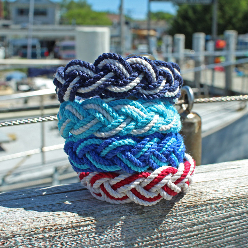 Striped Sailor Bracelet, Nautical Colors w/ White Stripe bracelet Mysticknotwork.com 