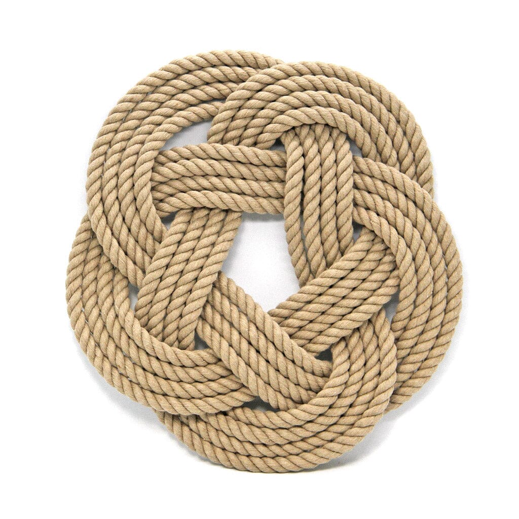 10&quot; Nautical Sailor Knot Trivet, Tan Cotton Rope, Large trivet Mysticknotwork.com 
