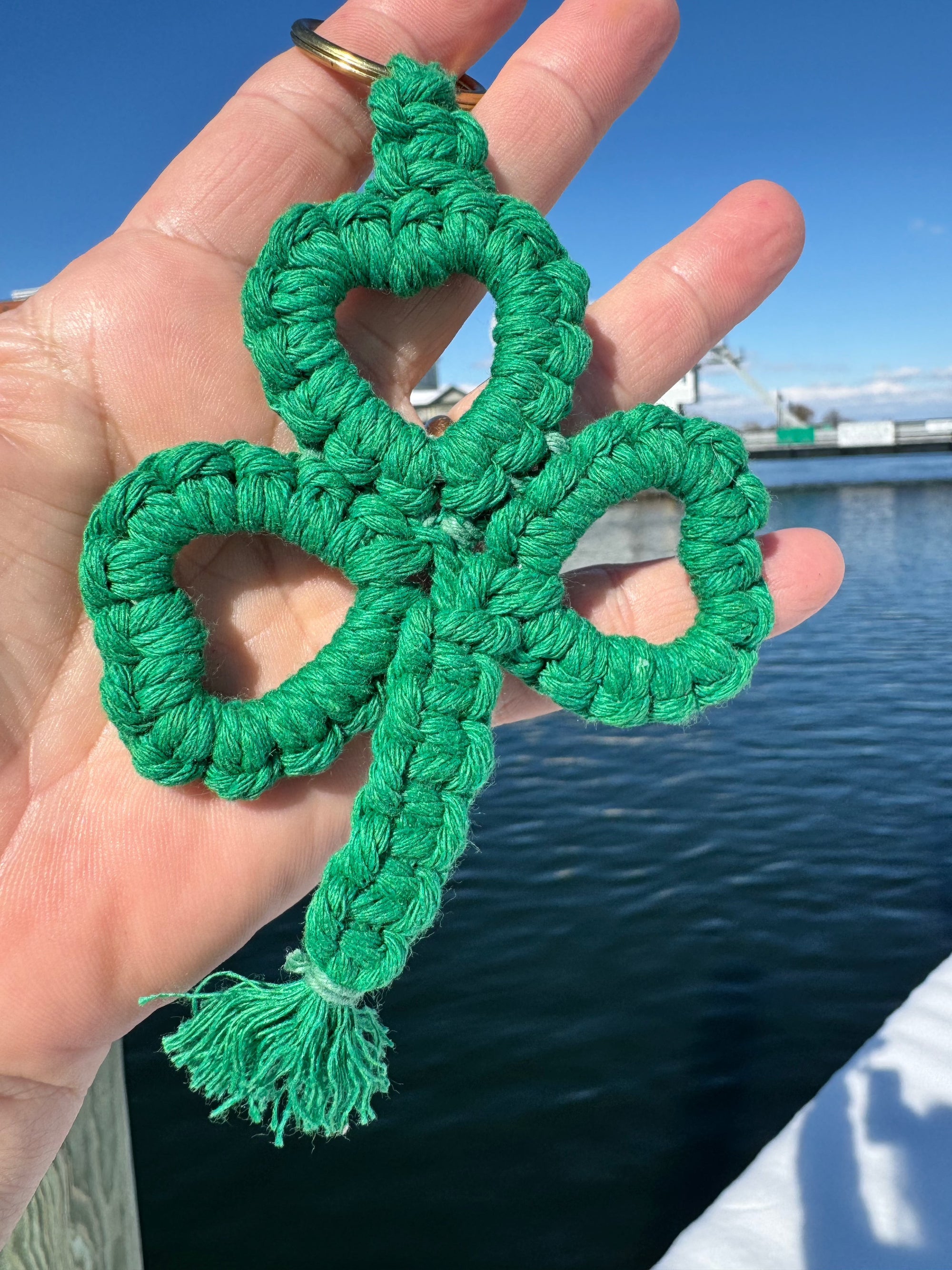 Macrame Shamrock Keychain Mystic Knotwork 