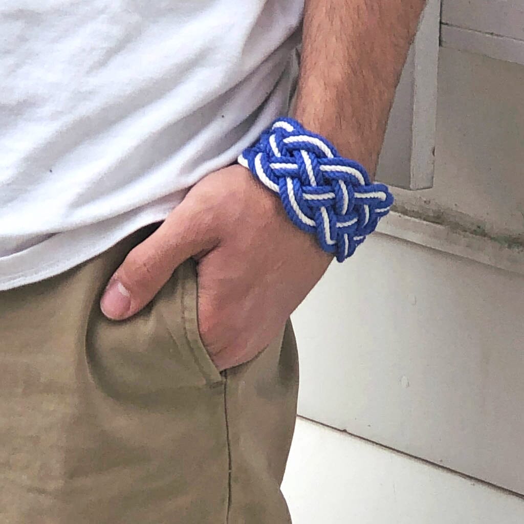 Wide Striped Sailor Knot Bracelet bracelet Mysticknotwork.com 