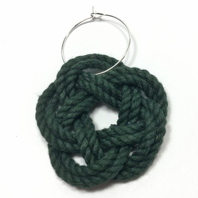 Sailor Knot Wine Charms Woven turkshead knot kitchen Mysticknotwork.com Forest Green 