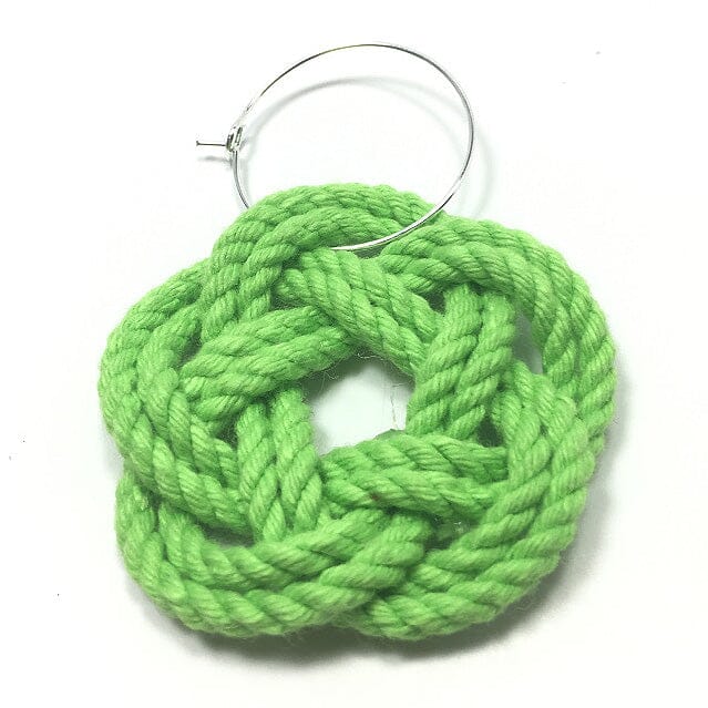 Sailor Knot Wine Charms Woven turkshead knot kitchen Mysticknotwork.com Lime Green 