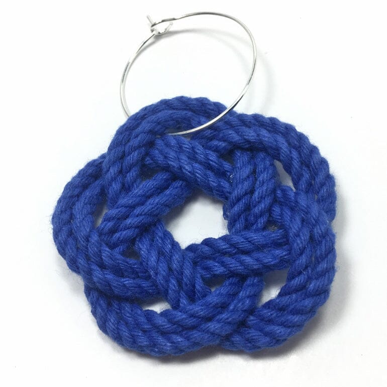 Sailor Knot Wine Charms Woven turkshead knot kitchen Mysticknotwork.com Royal Blue 