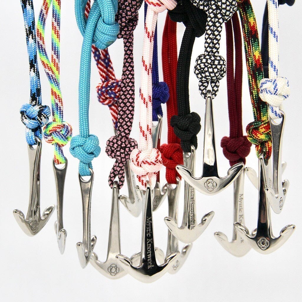 Red Stripe Anchor Adjustable Necklace Stainless Steel 164 Mystic Knotwork 