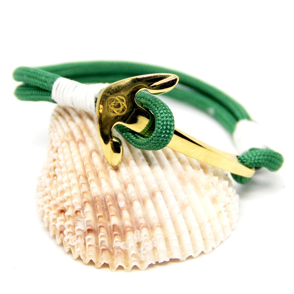 Green Nautical Anchor Bracelet Brass Mystic Knotwork 