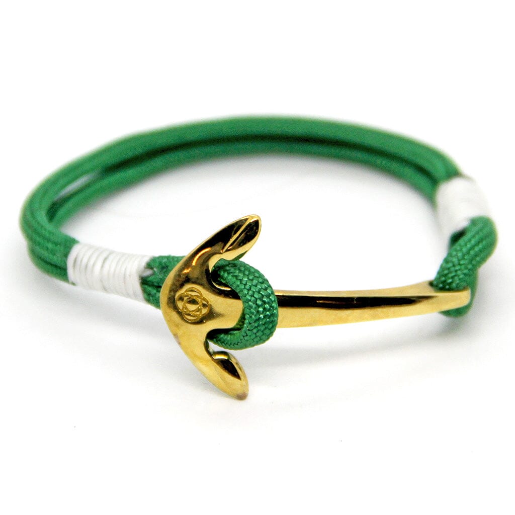 Green Nautical Anchor Bracelet Brass Mystic Knotwork 