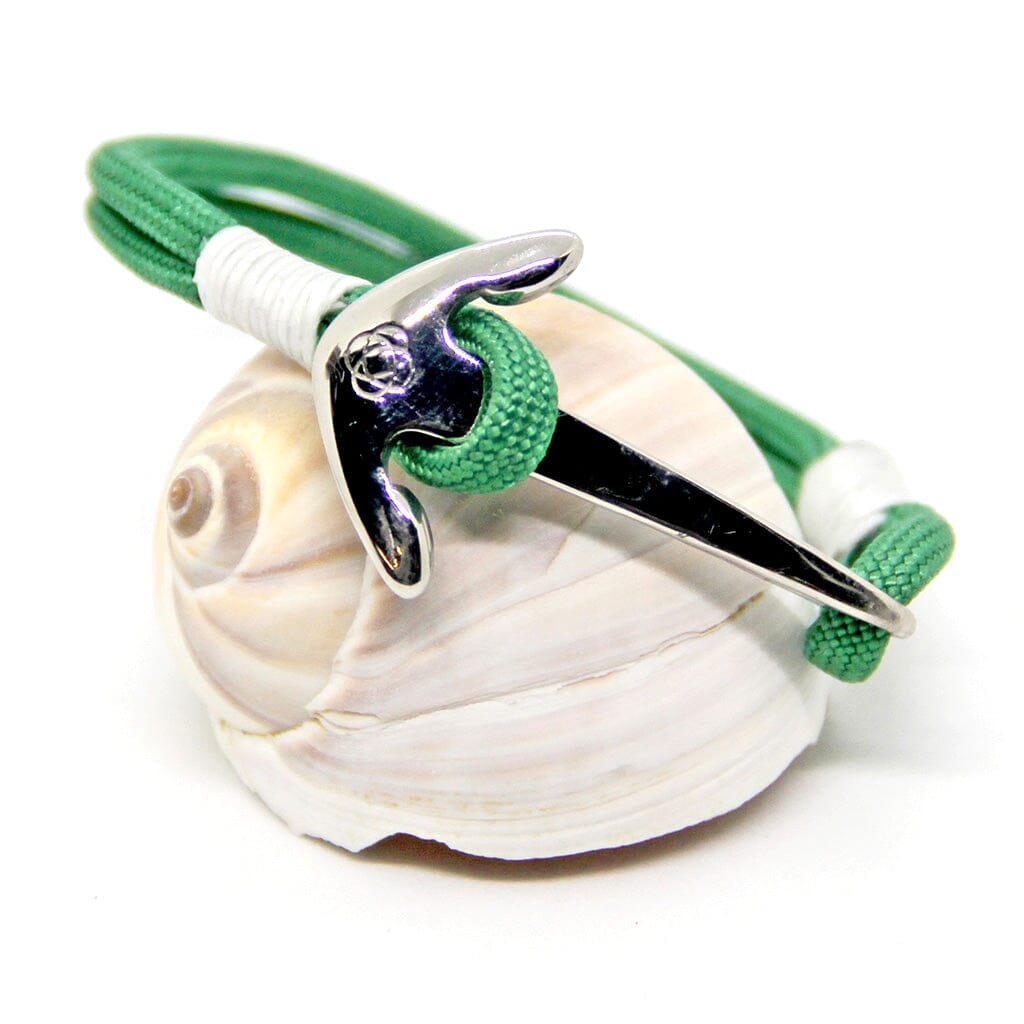 Green Nautical Anchor Bracelet Stainless Steel Mystic Knotwork 
