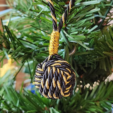 Nautical Christmas Ball Ornament Metallic Monkey Fist Mystic Knotwork Black and Gold 