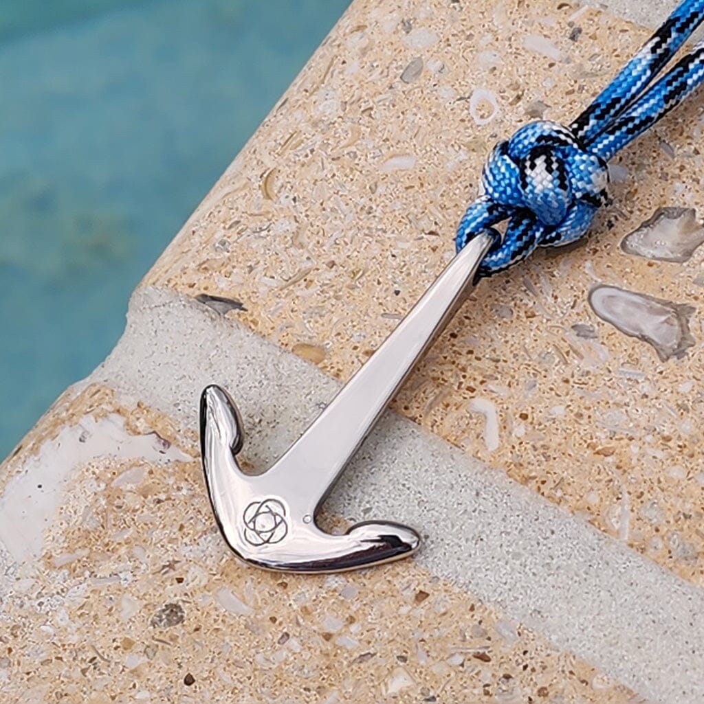 Blue Ice Anchor Adjustable Necklace Stainless Steel 074 Mystic Knotwork 