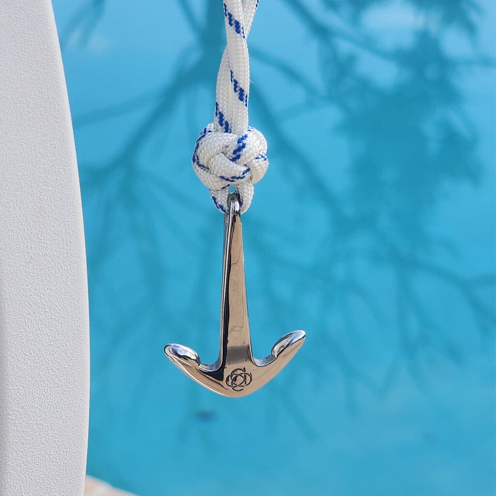 Blue Stripe Anchor Adjustable Necklace Stainless Steel 165 Mystic Knotwork 