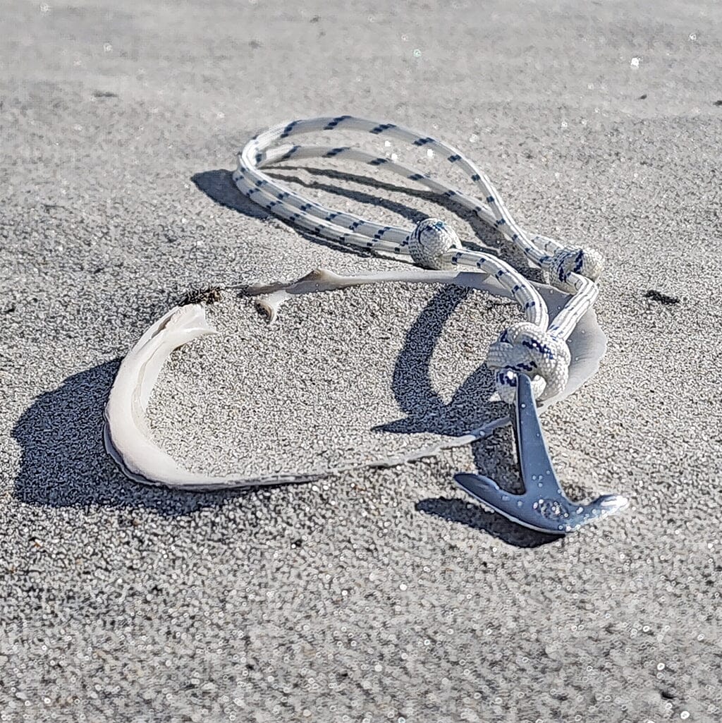 Blue Stripe Anchor Adjustable Necklace Stainless Steel 165 Mystic Knotwork 