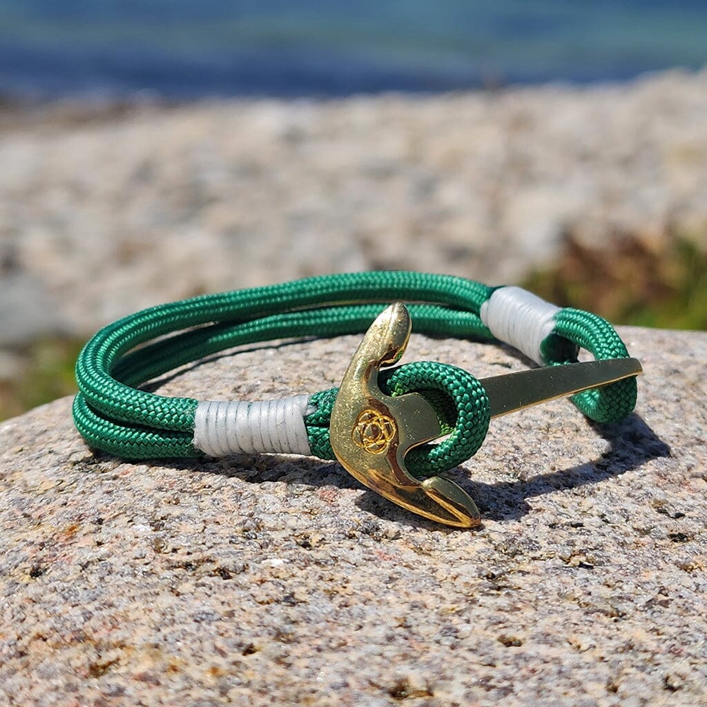 Green Nautical Anchor Bracelet Brass Mystic Knotwork 