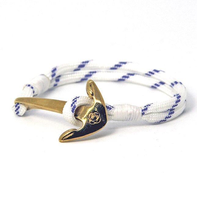 Blue Stripe Nautical Anchor Bracelet Brass 165 Mystic Knotwork 