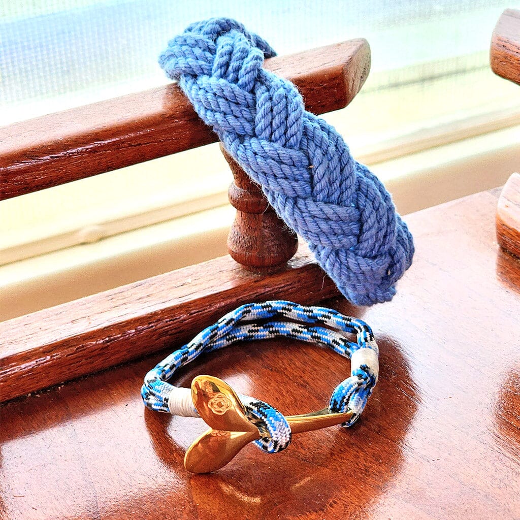 Blue Ice Nautical Whale Tail Bracelet Brass 074