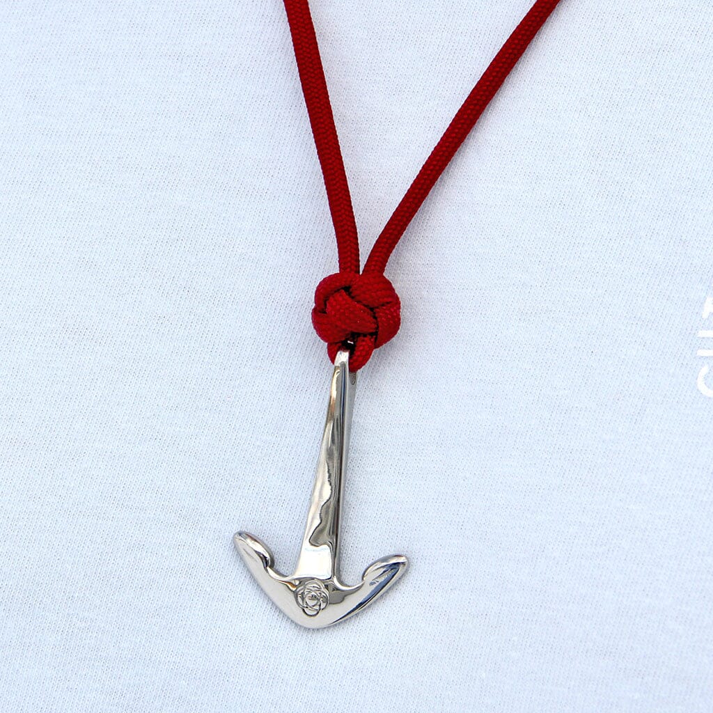 Burgundy Anchor Adjustable Necklace Stainless Steel 022 Mystic Knotwork 