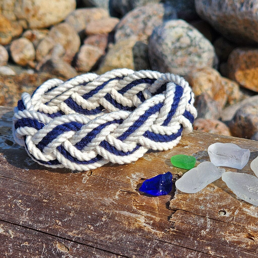 Striped Sailor Bracelet, White w/ Nautical Color Stripe bracelet Mysticknotwork.com 