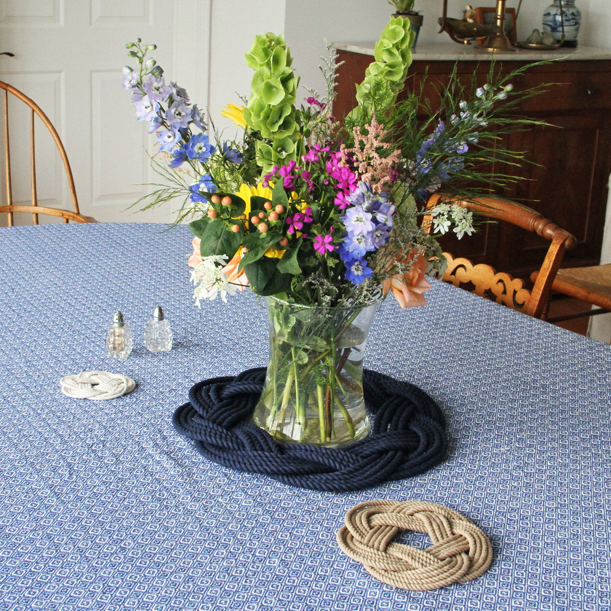Sailor Knot Wreath or Centerpiece, Navy Blue home decoration Mysticknotwork.com 