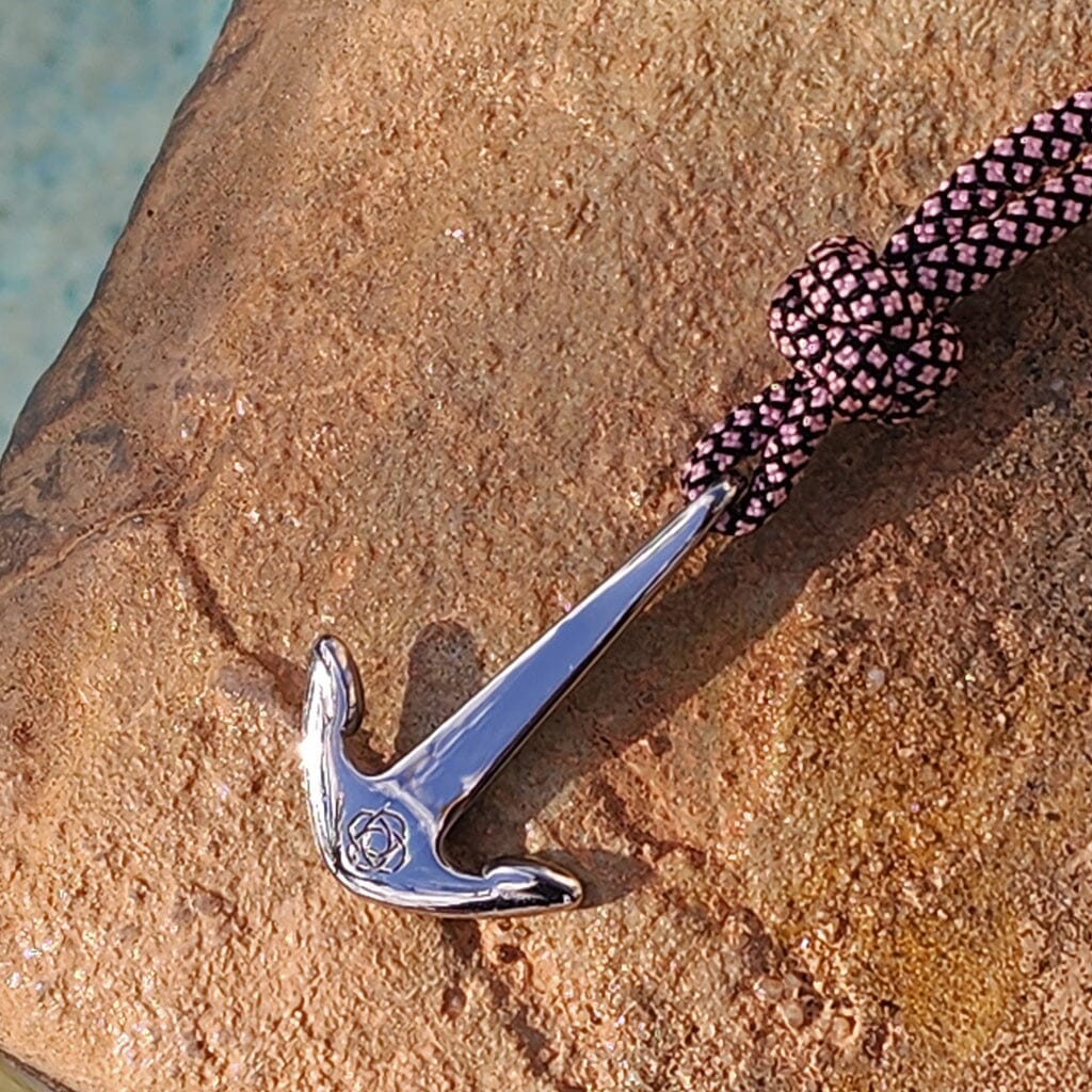 Pink Diamond Anchor Adjustable Necklace Stainless Steel 326 Mystic Knotwork 
