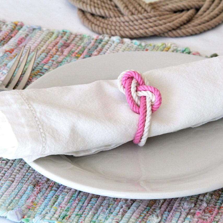 Bulk Pricing Figure Eight Infinity Knot Napkin Rings, Stripe Sets of 4 Mystic Knotwork 
