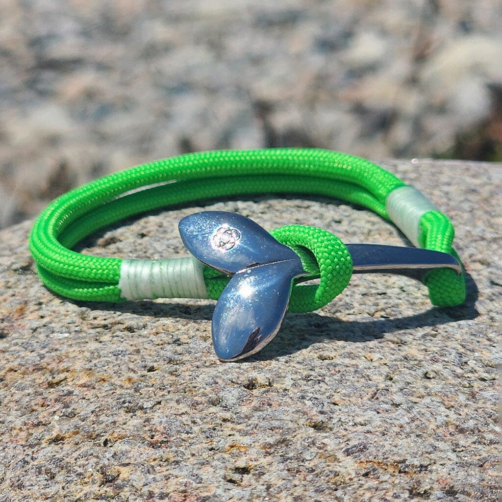 Lime Nautical Whale Tail Bracelet Stainless Steel Mystic Knotwork 