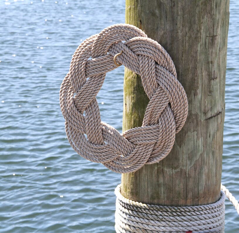 Nautical Wreath, Lobster Rope Sailor Knot Exterior Grade, Tan Mystic Knotwork 