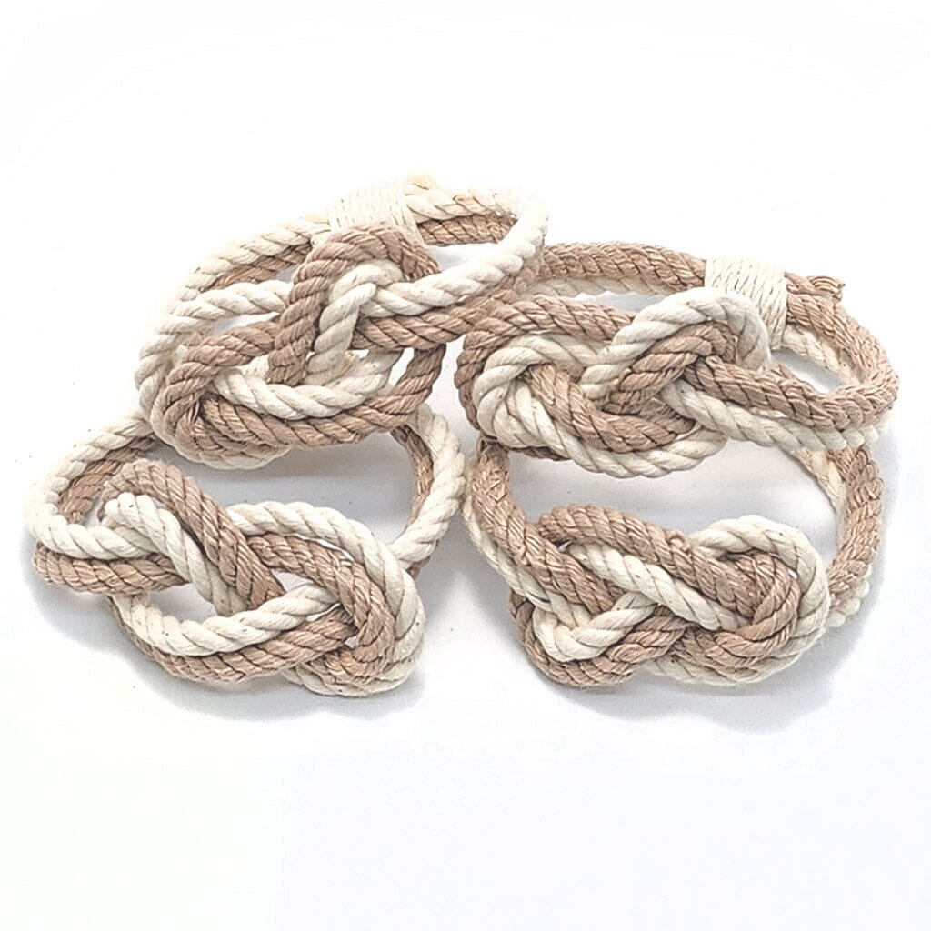 Figure Eight Infinity Knot Napkin Rings Stripe, Tropical Colors, Set of 4 napkin ring Mysticknotwork.com Tan 