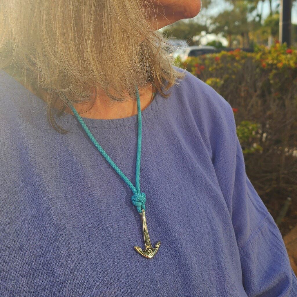 Turquoise Anchor Adjustable Necklace Stainless Steel 016 Mystic Knotwork 