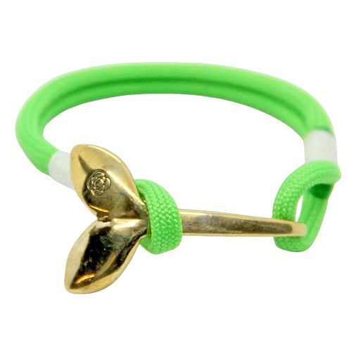 Lime Nautical Whale Tail Bracelet Brass Mystic Knotwork 