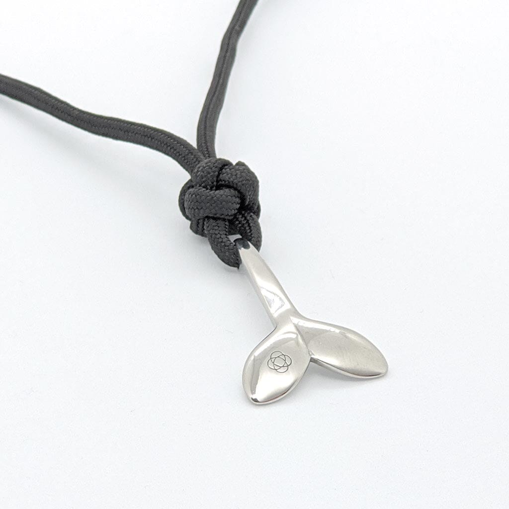 Black Whale Tail Adjustable Necklace Stainless Steel 2 Mystic Knotwork 