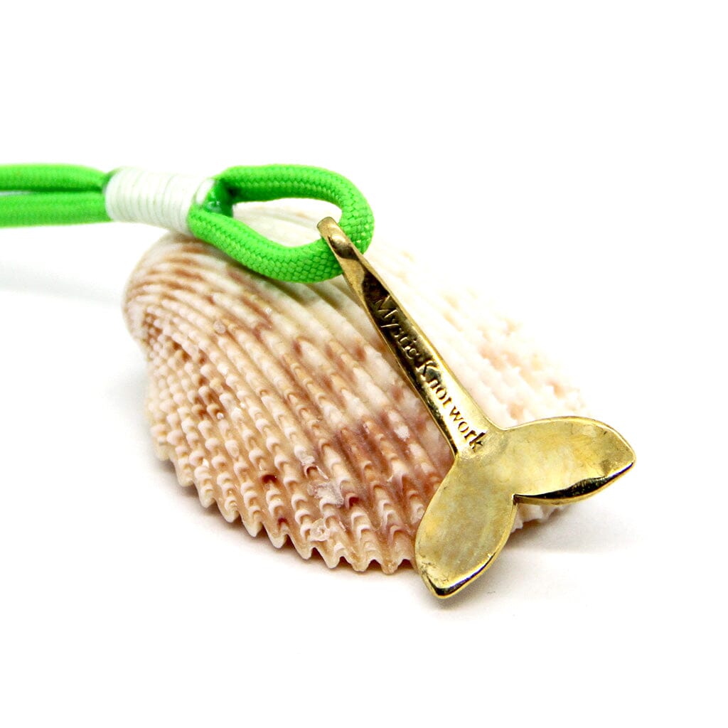 Lime Nautical Whale Tail Bracelet Brass Mystic Knotwork 