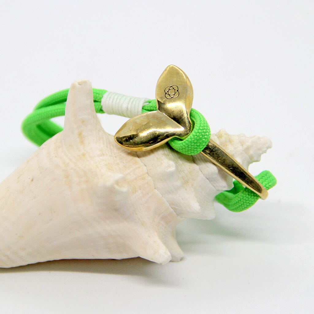 Lime Nautical Whale Tail Bracelet Brass Mystic Knotwork 