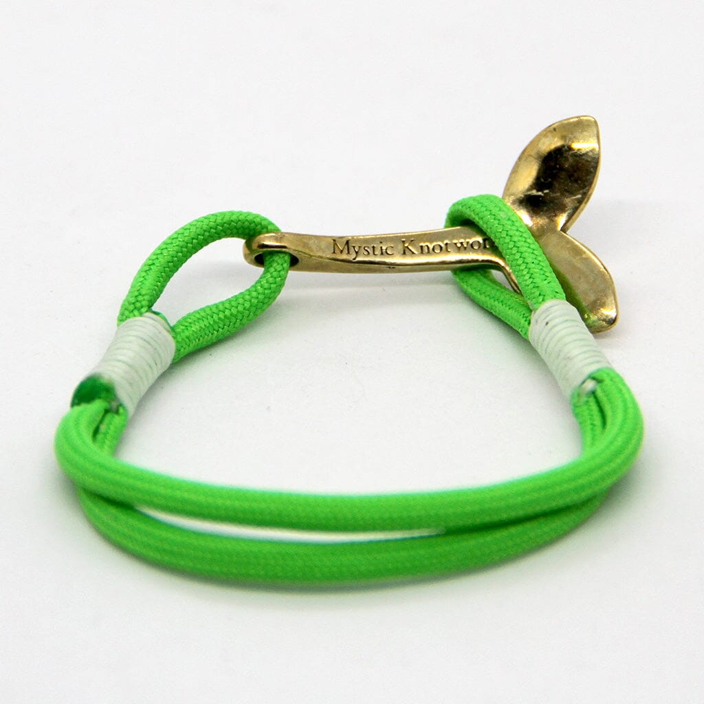 Lime Nautical Whale Tail Bracelet Brass Mystic Knotwork 