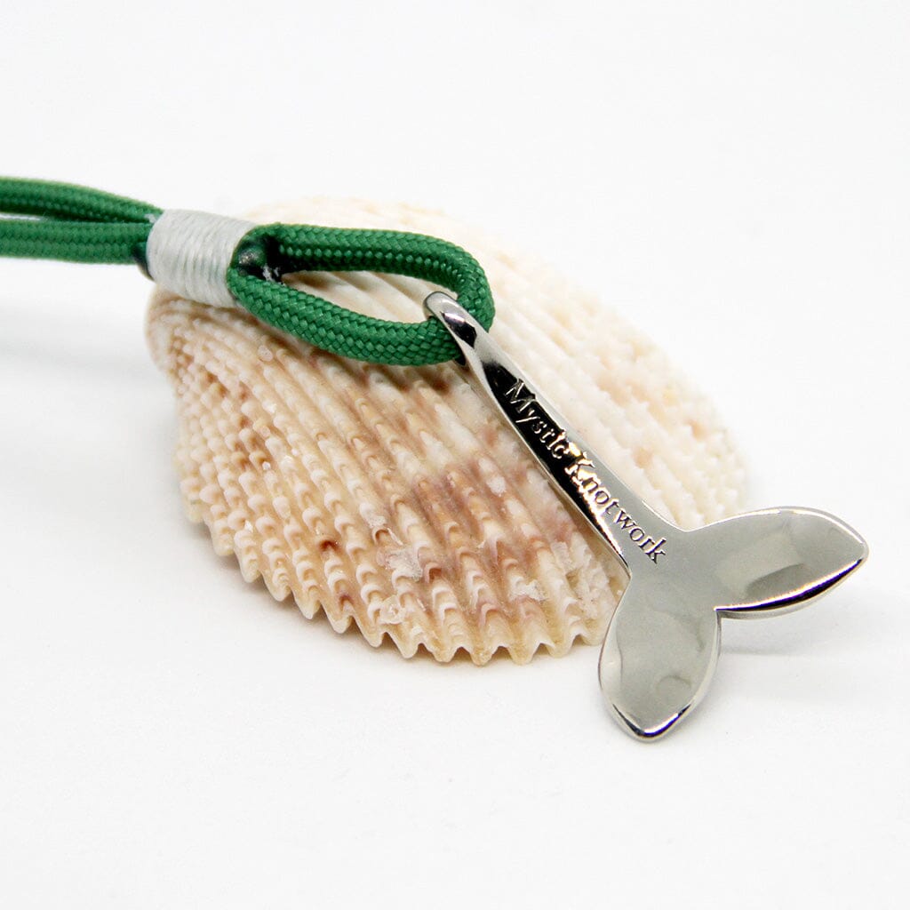 Green Nautical Whale Tail Bracelet Stainless Steel Mystic Knotwork 