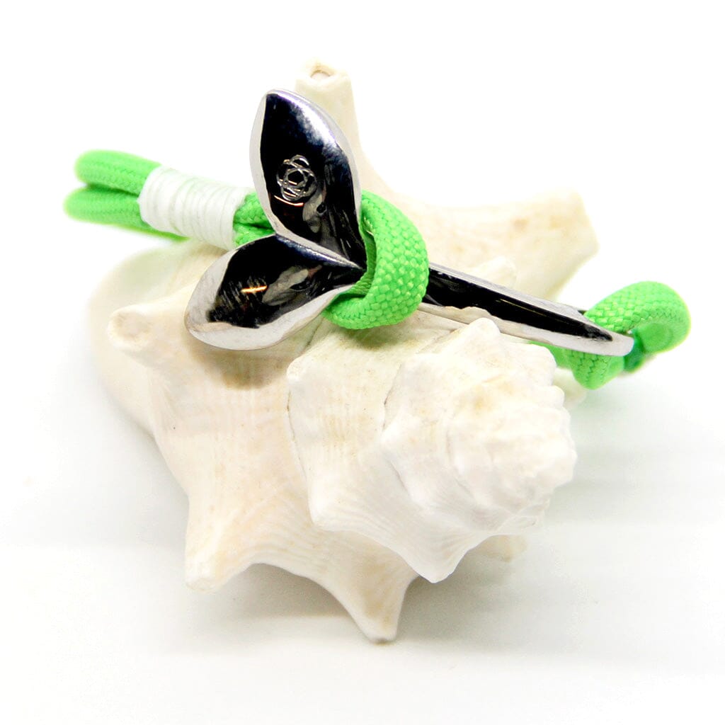Lime Nautical Whale Tail Bracelet Stainless Steel Mystic Knotwork 