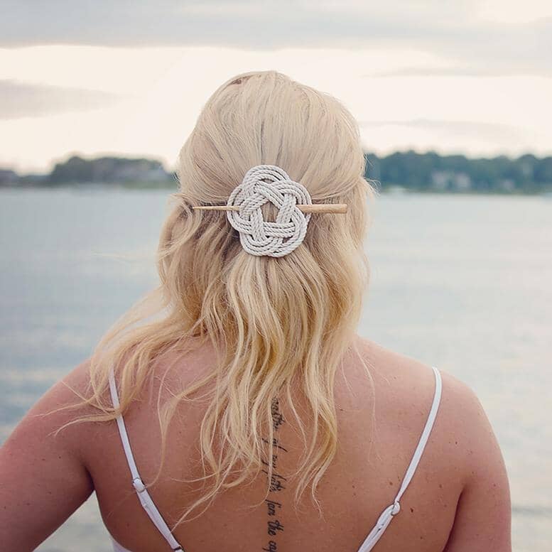 Nautical Knot Sailor Knot Hair Stick Barrette, 17 Color Choices handmade at Mystic Knotwork