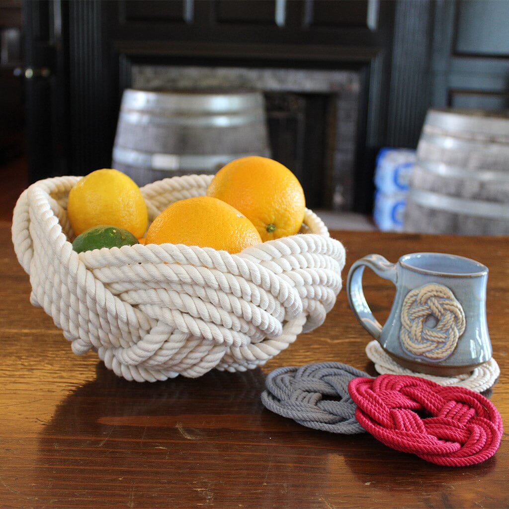 Celtic Knot White Woven Cotton Bowl home decoration Mystic Knotwork 