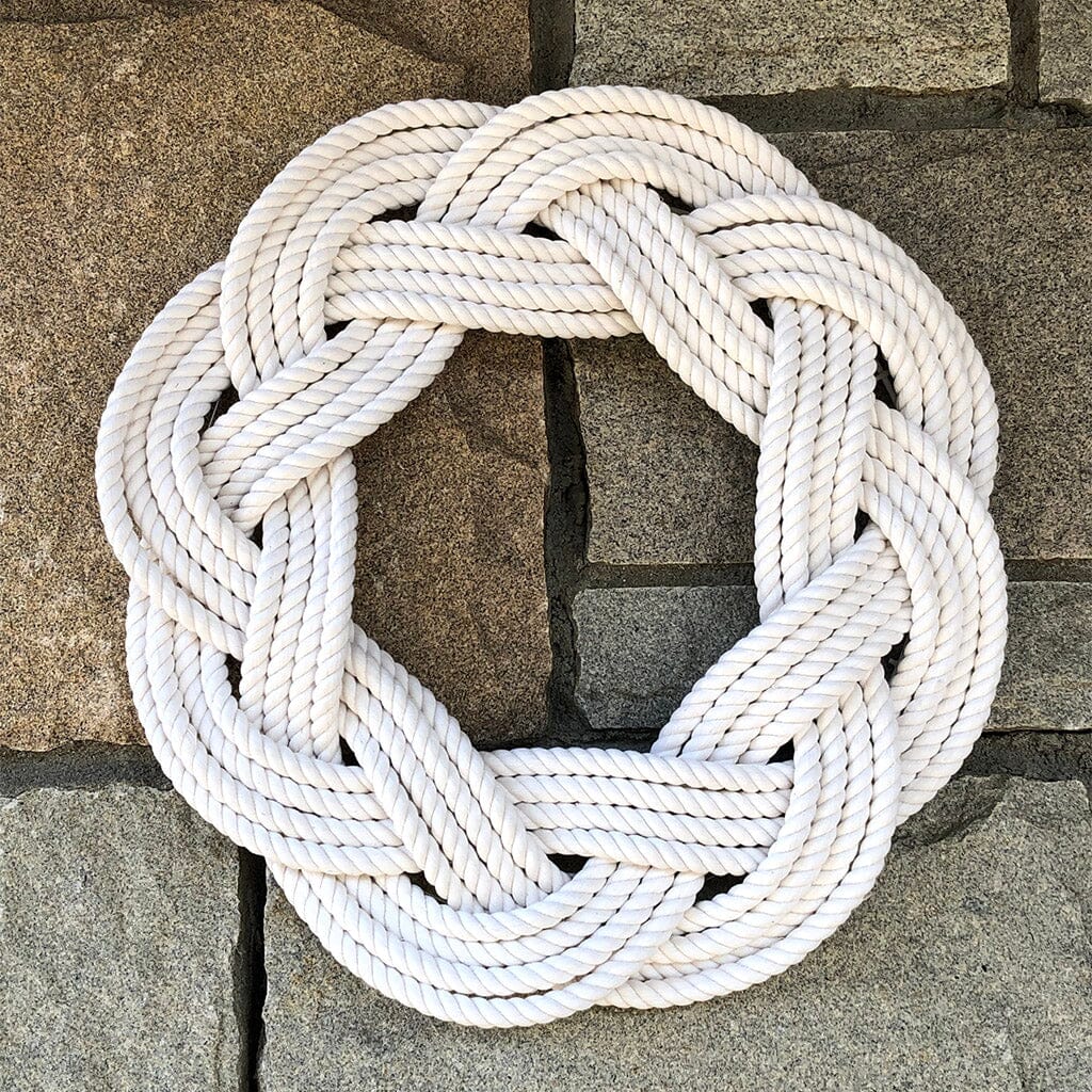 Sailor Knot Wreath or Centerpiece, White Cotton, w/ Frame home decoration Mysticknotwork.com 