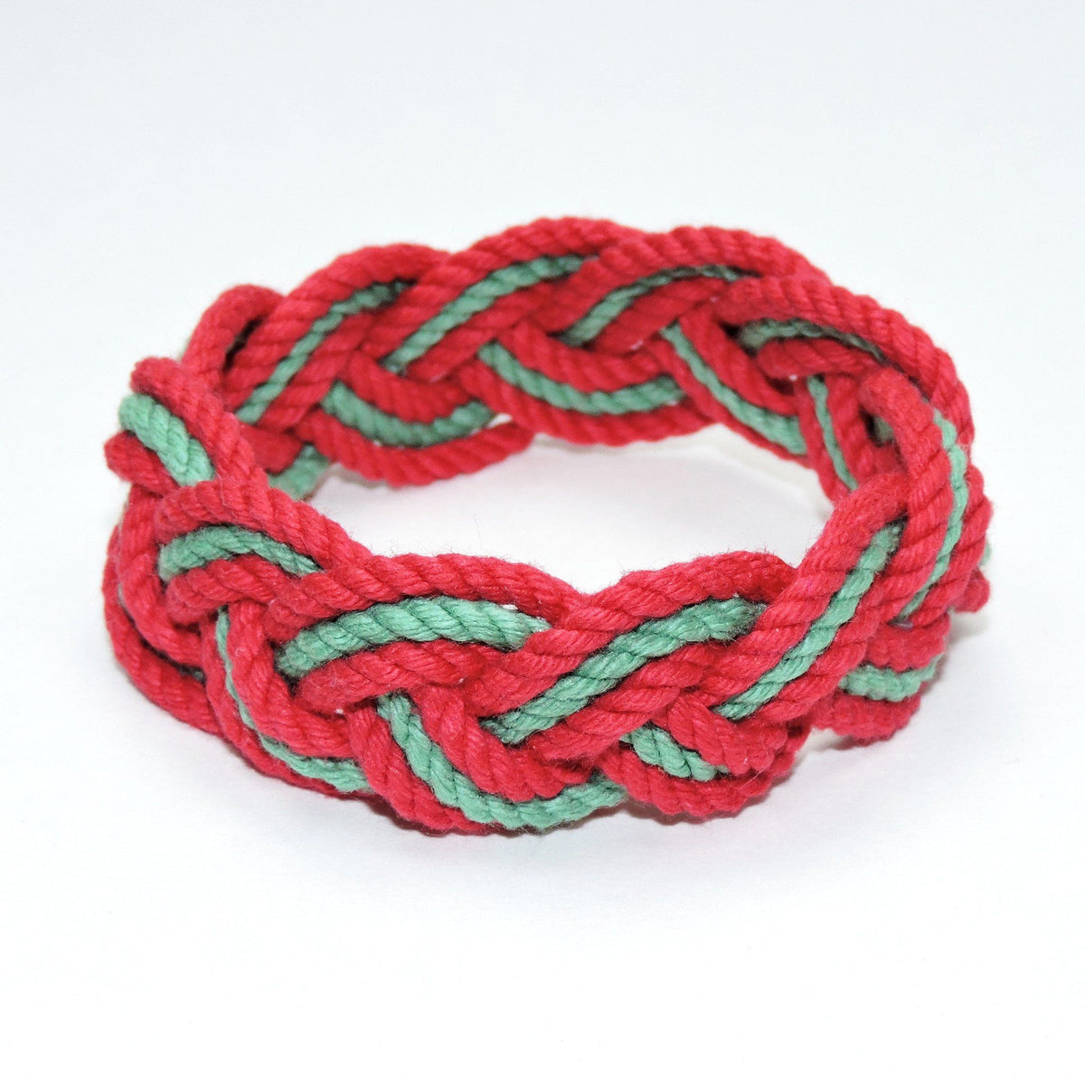 Nautical Knot Striped Sailor Knot Bracelet, Christmas Colors handmade at Mystic Knotwork