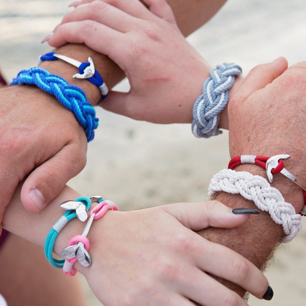 Nautical Knot Patriotic Nautical Whale Tail Bracelet Stainless Steel 187 handmade at Mystic Knotwork