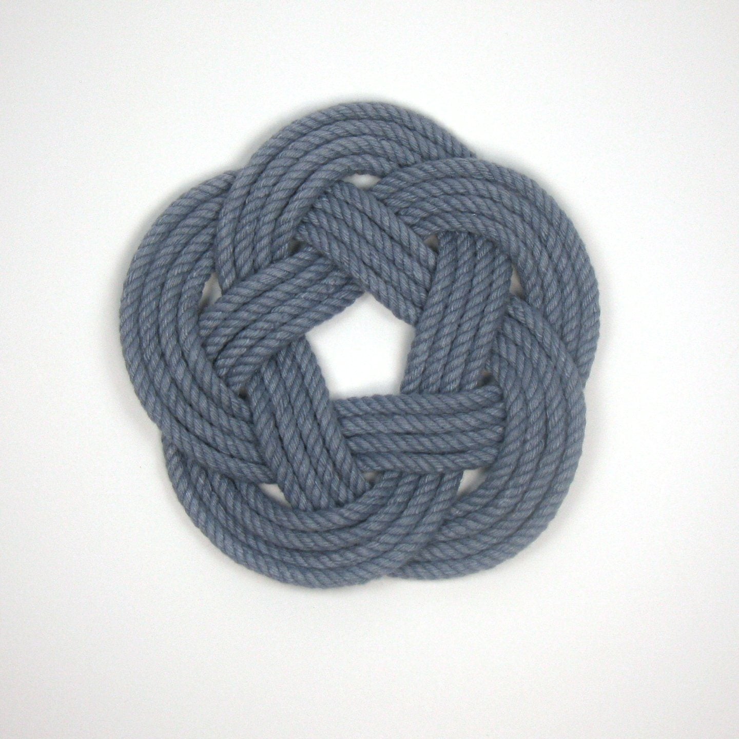 Nautical Knot Sailor Knot Coasters, Woven in Grey , Set of 4 handmade at Mystic Knotwork