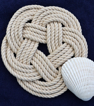 Nautical Knot Nautical Sailor Knot Trivet, Natural Cotton Rope, Small handmade at Mystic Knotwork