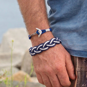 Nautical Knot Navy Blue Nautical Anchor Bracelet Stainless Steel 20 handmade at Mystic Knotwork