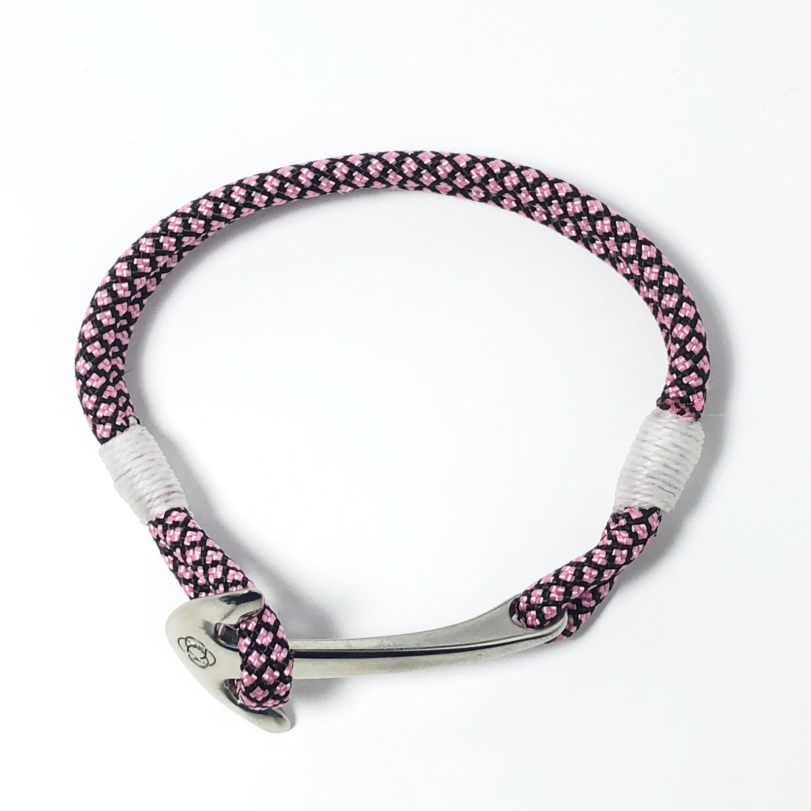 Nautical Knot Pink Diamond Nautical Anchor Bracelet Stainless Steel 326 handmade at Mystic Knotwork