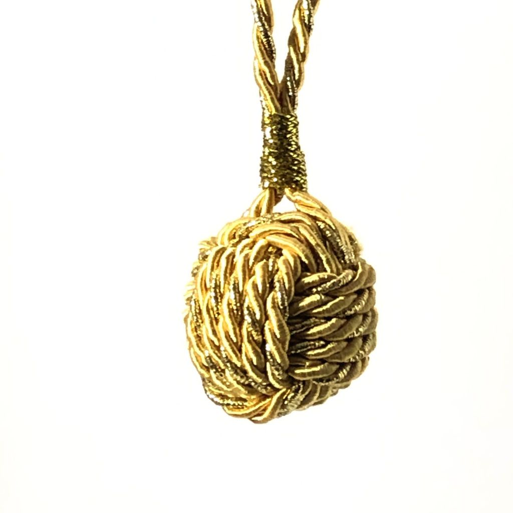 Gold Nautical Christmas Ball Ornament Metallic Monkey Fist Mystic Knotwork 